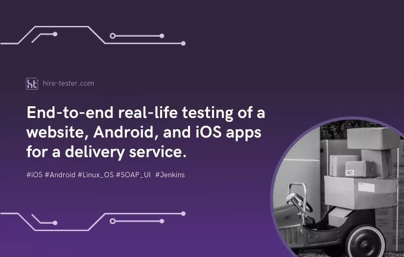 End-to-end real-life testing of a website, Android, and iOS apps for a delivery service. screenshot 1